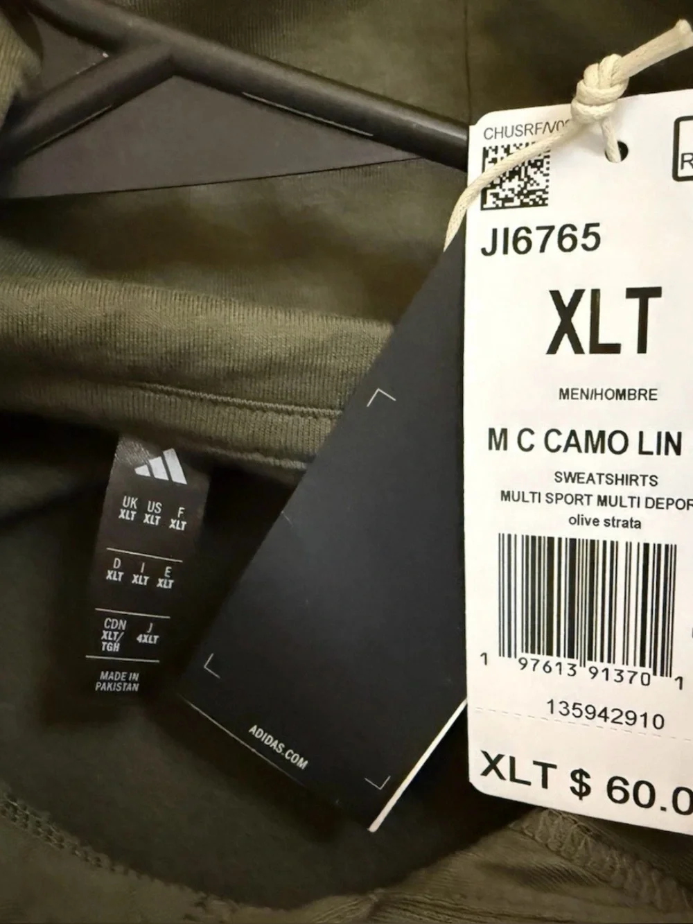Adidas Seasonal CAMO Lettered Hoodie Green XLT